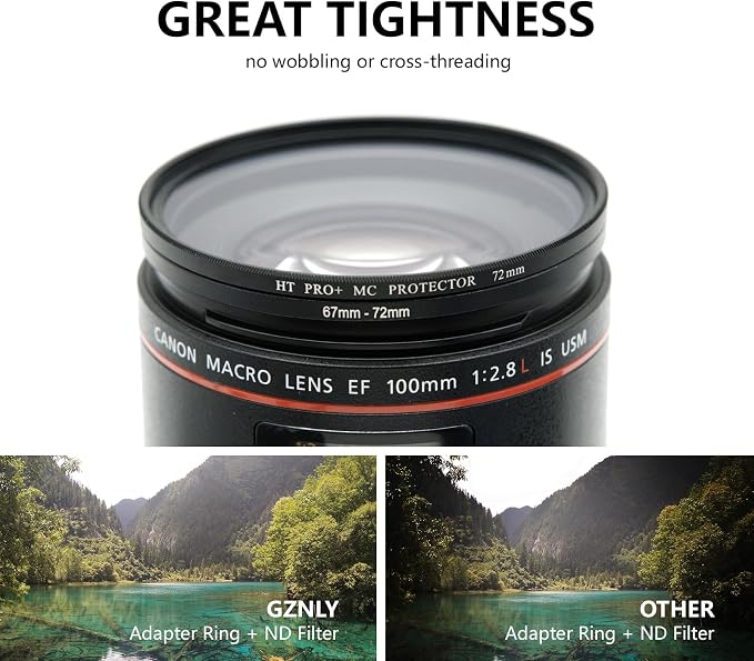 72mm to 82mm Step-up Adapter Rings Filter Adapter Black Metal Step Down Filter - Image 6