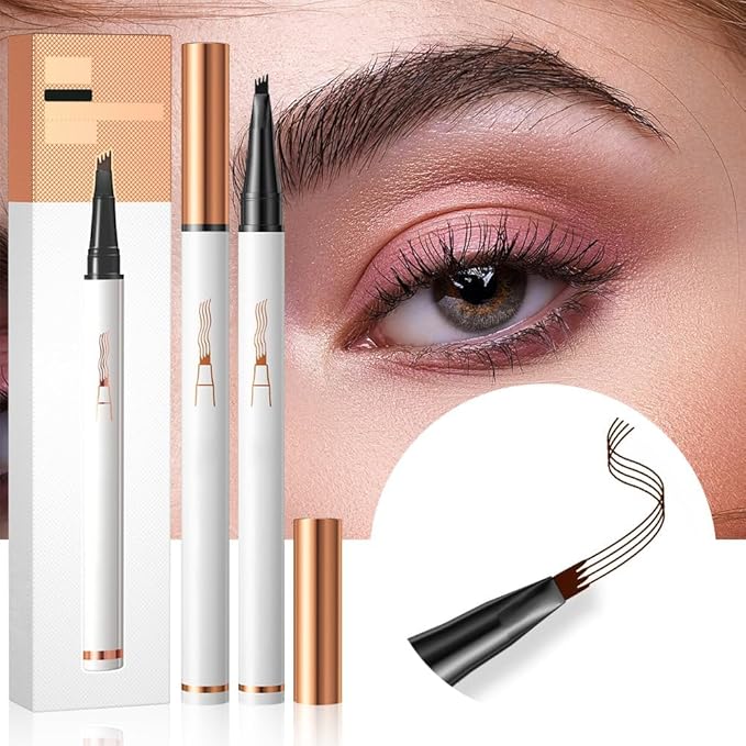 Magic Eyebrow Pencil 4-Tip 3D Microblading, Fine Stroke, Stay on All Day (Grey)