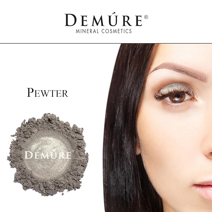 Demure Mineral Eye Shadow (Pewter) - Shimmer Loose Powder, Glitter Eyeshadow, Organic Natural Makeup, Professional Eye Makeup