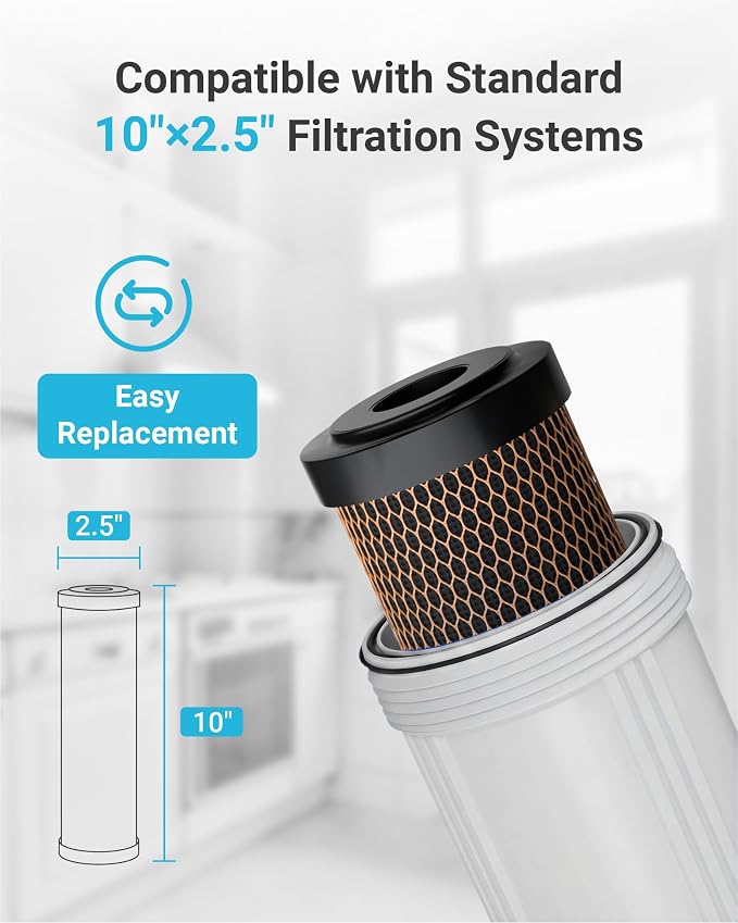 AQUA CREST 1 Micron 2.5"x10" Whole House CTO Carbon and KDF Water Filter - Image 9