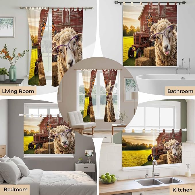 Farm Sheep Living Room Curtains 84 Inch Length, Window Curtains Tab Top - Image 7