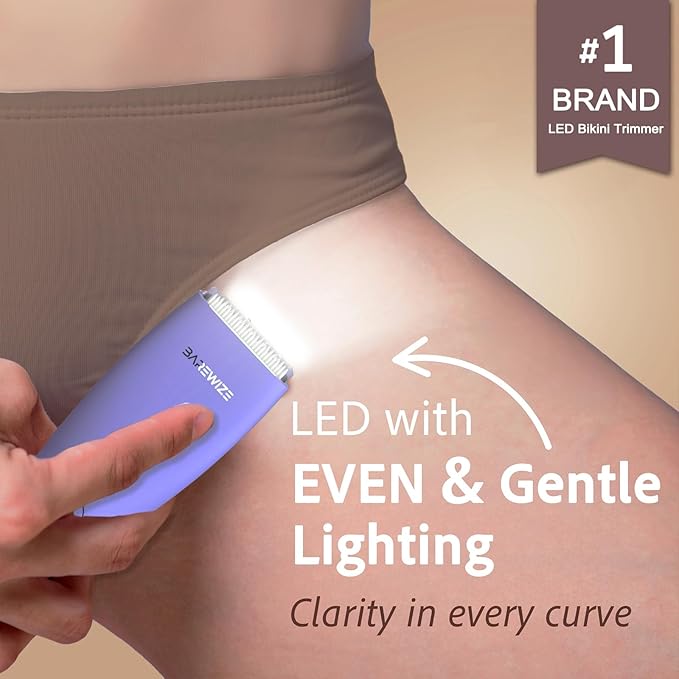Bikini Trimmer for Women, Pubic Hair Trimmer, Waterproof, USB-C Rechargeable, LED Light, Replaceable Blade, Electric Razors for Women, Electric Lady Shaver (Amethyst Purple)