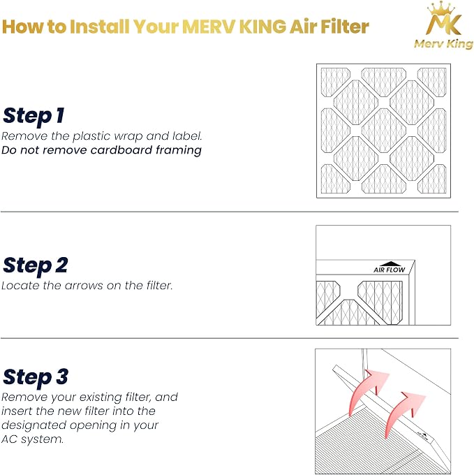 MervKing 16x20x1 Air Filter Actual Size: 15.7" x 19.7" x 0.75" MERV 11 MPR - Image 3