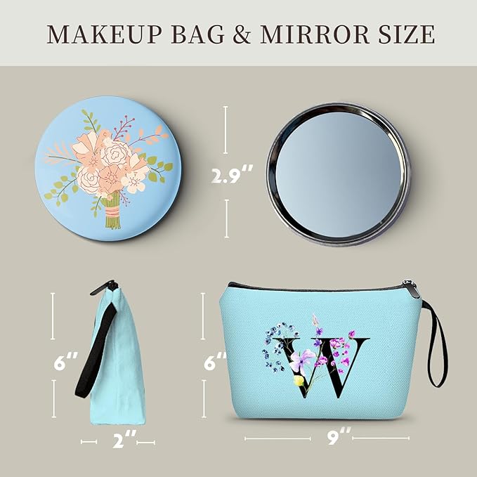 Birthday Inspirational Bridesmaid Proposal Team Small Gifts for Women Mom Aunt Teacher Sister Coworkers Makeup Cosmetic Bag Travel with Mirror Mothers Day Christmas Graduation W