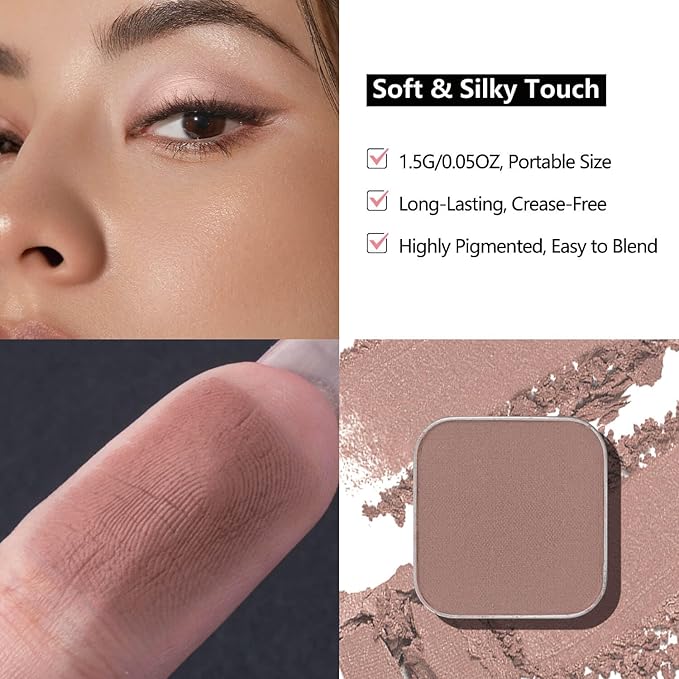 3-Color Eyeshadow Combo Pack – Matte & Shimmer Neutral Shades,Powder, Highly Pigmented, Long-Lasting, Refills Pans for Custom Magnetic Palette