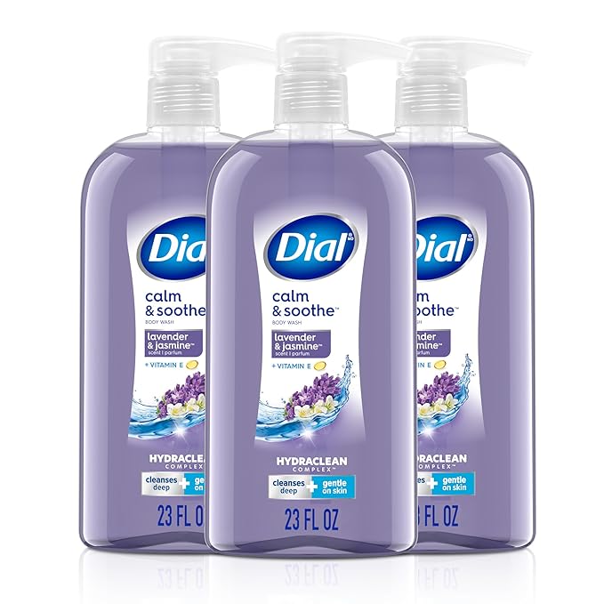 Dial Body Wash, Calm & Soothe Lavender & Jasmine Scent, 23 fl oz, Pack of 3