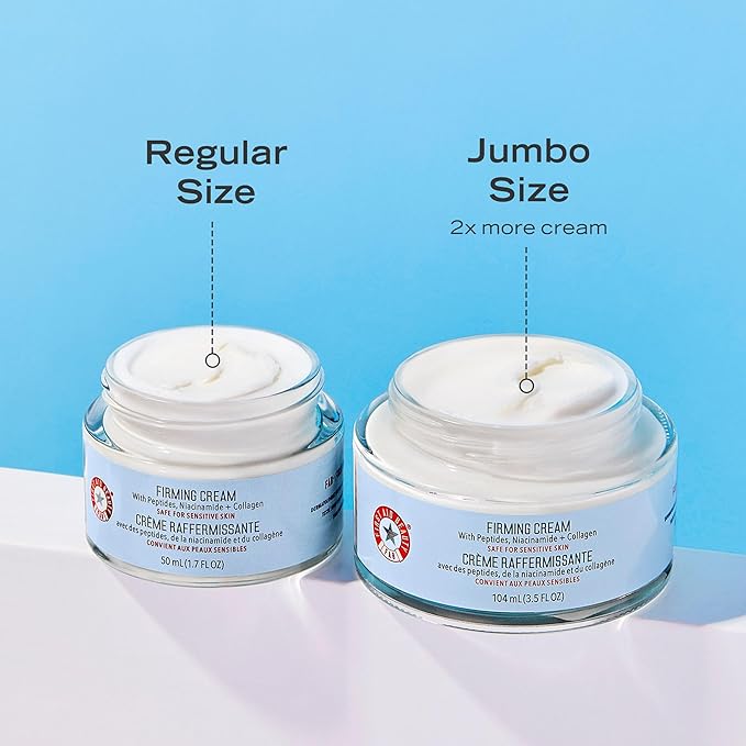 First Aid Beauty - Firming Collagen Cream with Peptides & Niacinamide, Ultra-Rich Plumping Moisturizer, Hydrates & Visibly Firms, Non-Comedogenic, Safe for Sensitive Skin, 3.5 oz