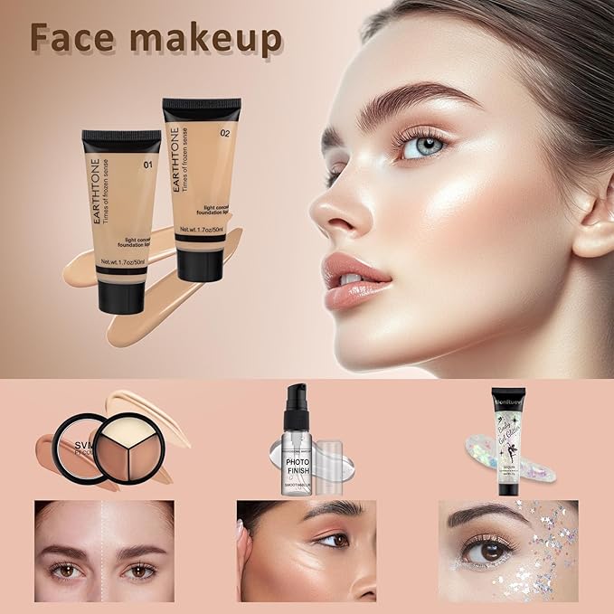 Makeup Kits for Teens Makeup Kit for Women Teenager Full Kit Makeup Set Gift for Teen Girls Eyeshadow Palette Foundation Concealer Makeup Set for Girls