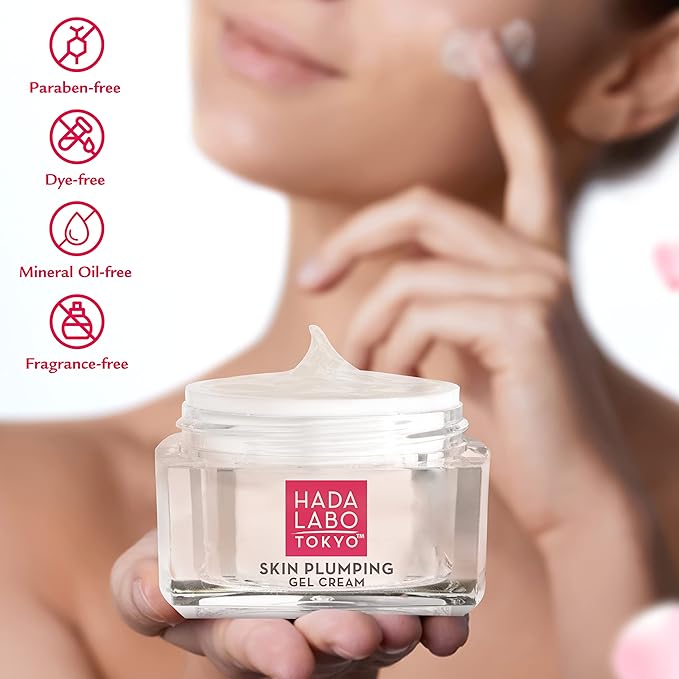 Hada Labo Tokyo Plumping Gel Cream, Facial Moisturizer, Clinically Proven to Provide 24-Hour Moisture in One Use, Super HyaluronicAcid, Ceramides, Collagen, No Parabens, Dyes or Fragrance, 1.76 oz