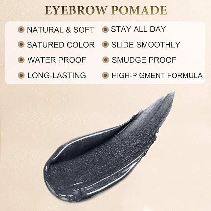 LAVONE Eyebrow Stamp Pencil Kit - Makeup Brow Stamp Trio with Waterproof Eyebrow Pencil, Eyeliner, Pomade, Dual-ended Brush - Dark Black