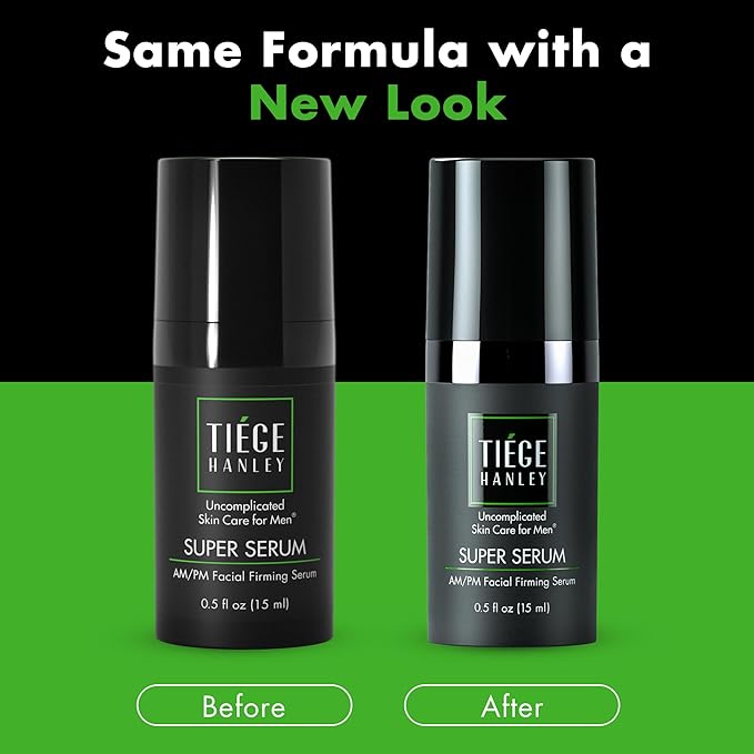 Tiege Hanley Anti Aging Face Serum for Men, Super Serum with Peptides, Retinyl Palmitate, and Sodium Hyaluronate to Firm Skin and Reduce Fine Lines, Men’s Skin Care, 0.5 Fl Oz, 2 Pack