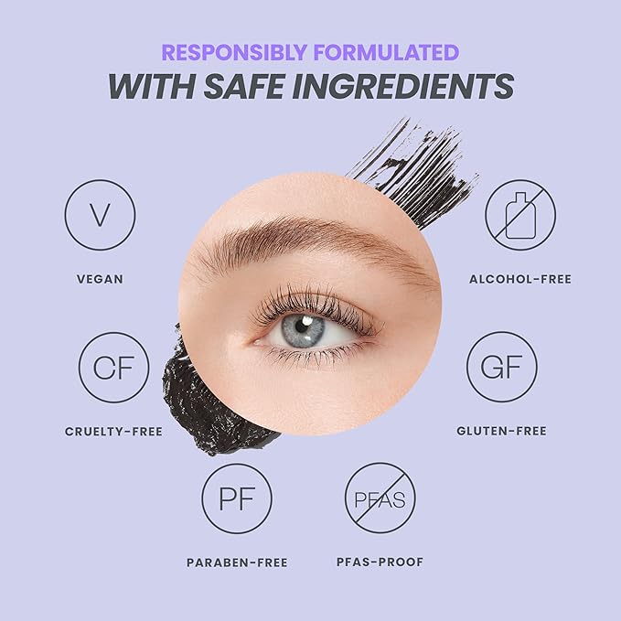 Wonderskin Infinite Rizz Mascara - Black Mascara for Volume and Length, Long-Wear, Smudge-Proof & Water-Resistant Volumizing Lash Makeup (Black)