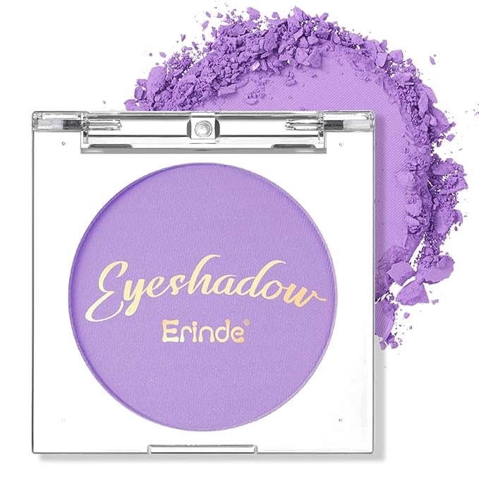 Erinde Single Purple Matte Eyeshadow Palette, Velvet Eye Shadow Compact Powder Natural Makeup, Long-Lasting Eye Makeup, Ultra-Blendable, Pigmented Color, Vegan Formula, 04# LAVENDER