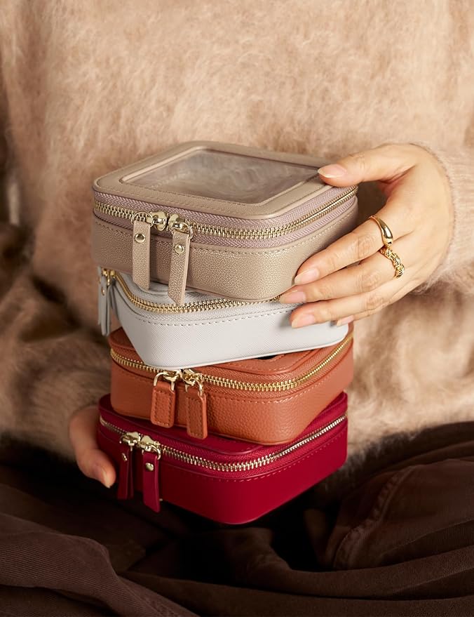 Popvibe Clear Makeup Bag Travel Cosmetic Case Transparent Toiletry Bag with Zipper, Portable Make Up Organizer Traveling Compact Car Bag for Essentials