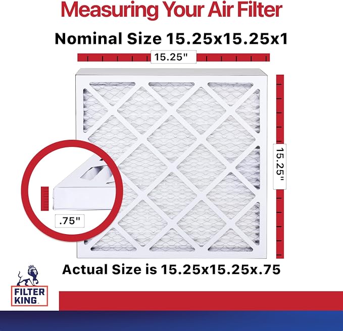 Filter King 15.25x15.25x1 Air Filter | 12-PACK | MERV 11 HVAC Pleated A/C - Image 2