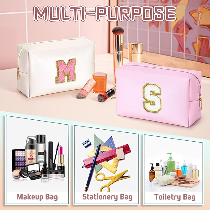 TOPEAST Travel Cosmetic Bags - Travel Makeup & Toiletry Bag, White Small Makeup Bag, Cosmetic Bag for Travel Essentials (Pearly White)