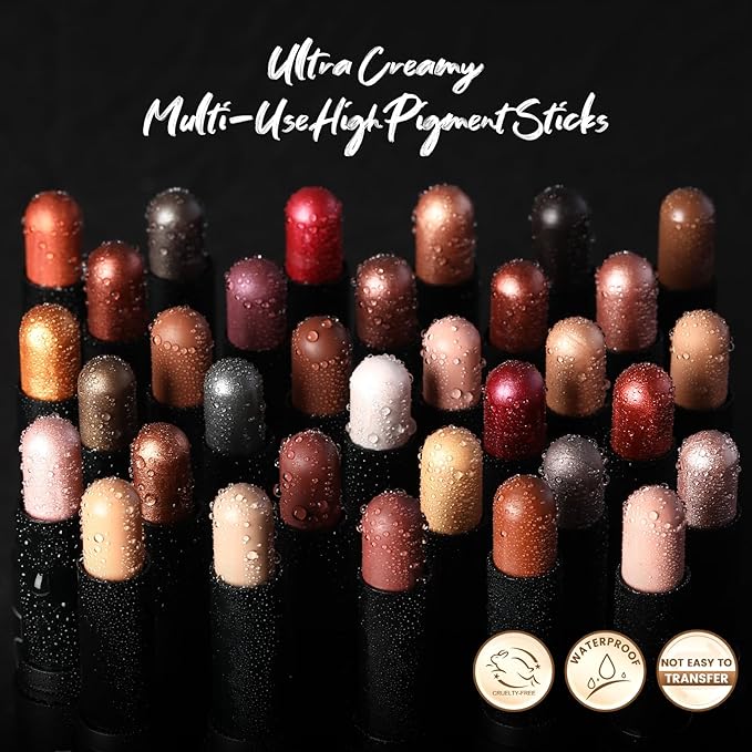 FOCALLURE 3PCS Cream Eyeshadow Stick Sets,Matte and Shimmer Eye Brightener, High Pigmented Crease-proof Pencil,Long Lasting Eye Shadow Highlighter Makeup,Rose Mirage