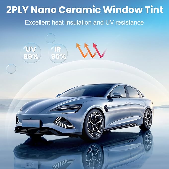Car Window Tint 20% VLT 36" in x 100'Ft Nano Ceramic Window Tint Roll, 2 Ply Automotive Window Tint Privacy Film for Car Sun Protection, UV & Heat Blocking and Scratch Resistant