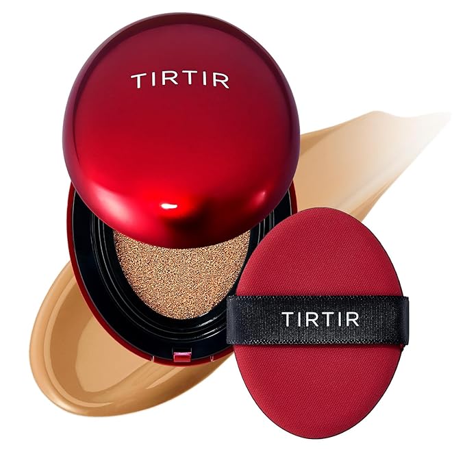TIRTIR Mask Fit Red Cushion Foundation | Full coverage, Weightless, Skin fit, Satin Glow Finish, Korean Makeup BB Foundation, beauty, Tattoo cover up, Buildable (#31N French Beige, 0.63 Fl Oz)