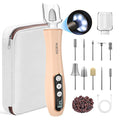 Professional Manicure Pedicure Kit with 360° LED Light&10 Speeds&Memory Mode with Case, Cordless Electric Nail Drill, Pedicure Tools for feet,Hand Foot Care Nail File for Thick Nail Toenail Cuticle
