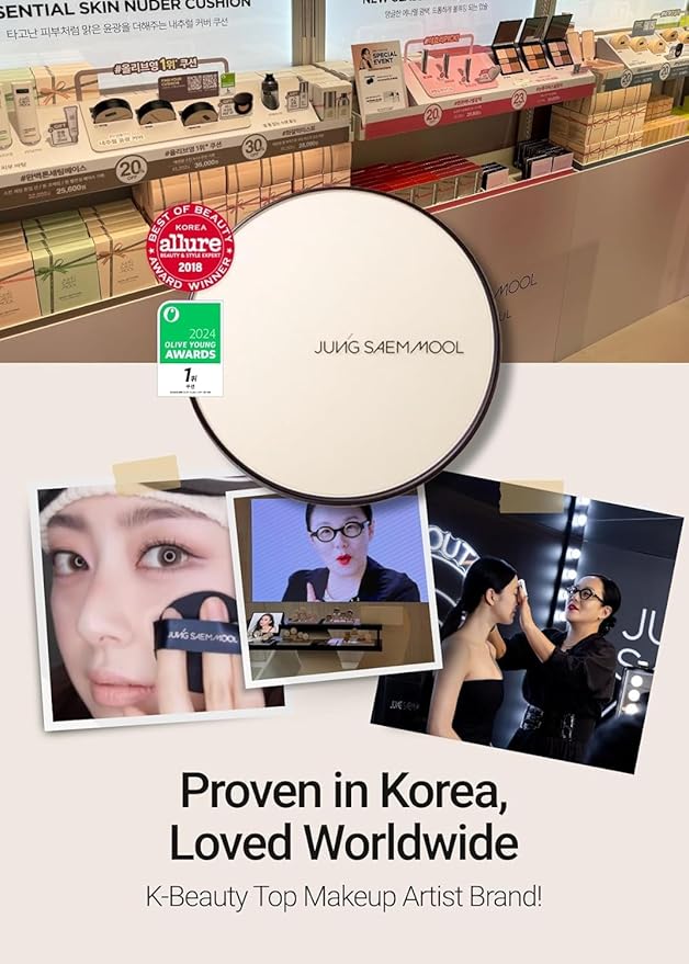 JUNG SAEM MOOL [ SPF ] Essential Skin Nuder Cushion (23 Medium Deep) | Refill Not Included (0.49 Fl Oz) | SPF50 Broad Spectrum | Natural Finish | Makeup Artist Brand