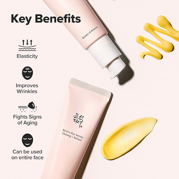 Beauty of Joseon Revive Eye Serum with Retinal Niacinamide Correction for Puffy Eye Bags Fine Lines Dark Circles Wrinkles, Korean Skin Care 30ml, 1 fl.oz