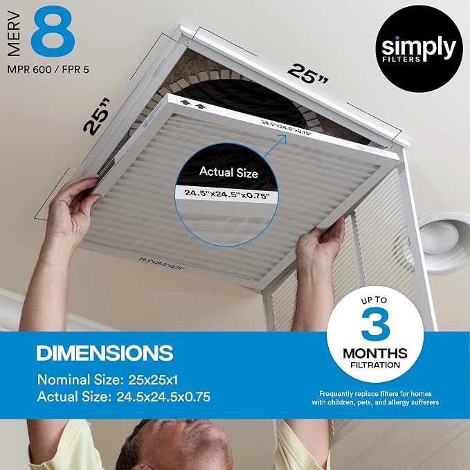 Simply 25x25x1 Air Filter, MERV 8, 12 Pack, - Image 3