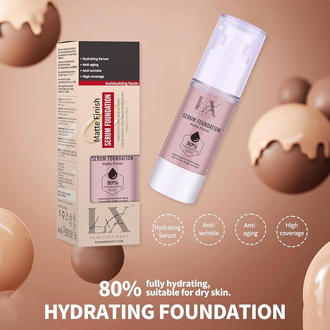 Moisturizing Foundation with 1% Hyaluronic acid, Deep Hydration & High Coverage Serum Foundation for A Smooth & Satin Finish, 209 Medium
