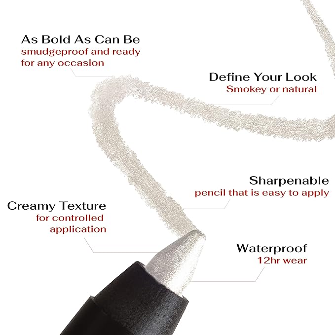 K7L Silver Shimmer Eyeliner Cosmetics - Waterproof Eyeliner Pencil - Disco