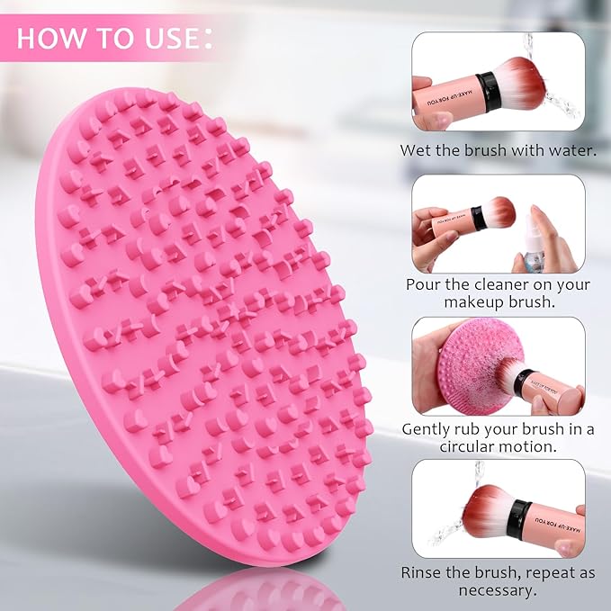 Norate Makeup Brush Cleaner, Make Up Brush Cleaner Cleanser Solution + Brush Cleaning Mat, Makeup Cleaner for Brushes, Sponge, Deep Clean Shampoo, Gentle Formula Cruelty Free 3 Piece Set