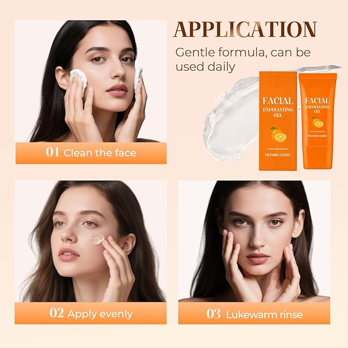 Facial Exfoliating Gel, 2025 New Orange Exfoliating Gel Scrub for Face and Body, Orange Peeling Glue Remove Blackheads & Moisturize Skin for All Types Skin (A-2Pcs, One Size)