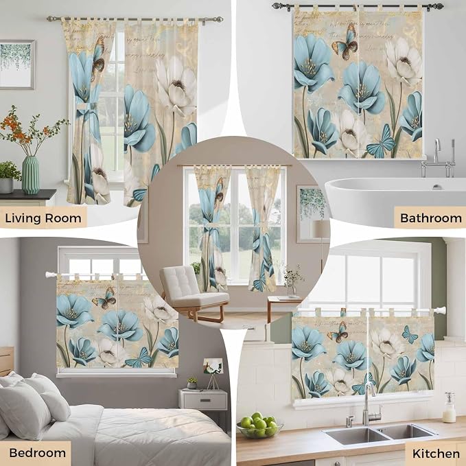 Spring Flowers Living Room Curtains 96 Inch Length, Window Curtains Tab Top - Image 7