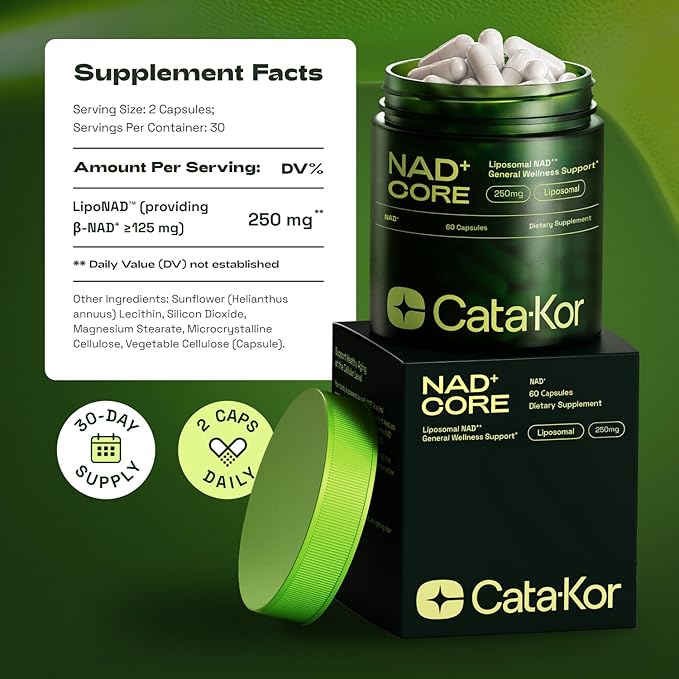NMN Supplement Alternative – Liposomal NAD+ Supplement – Third-Party Tested – NAD CORE – 90-Day Supply – 180 Capsules