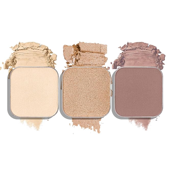 3-Color Eyeshadow Combo Pack – Matte & Shimmer Neutral Shades,Powder, Highly Pigmented, Long-Lasting, Refills Pans for Custom Magnetic Palette