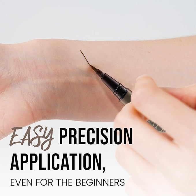 NOON'S UP Flat Eye-Liner - Waterproof Liquid Eyeliner Pen | Ultra-Slim & Bold Ash Brown Eyeliner Liquid | Quick Dry Waterproof Eyeliner Pen | Eye-Defining Brown Liquid Eyeliner 0.018 Fl Oz