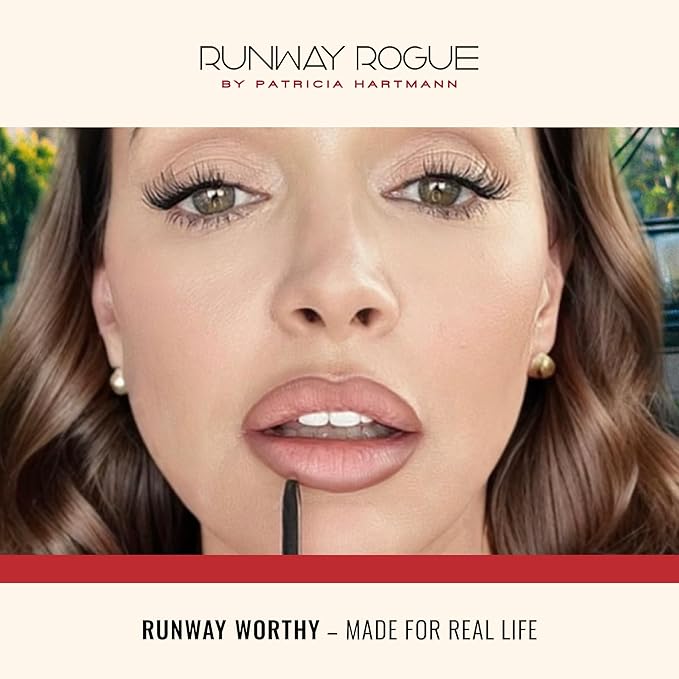 Runway Rogue Designer Liner Lip Pencil, Matte Classic True-Red Lip Liner Pencil and Lip Liner Sharpener, ‘Statement Piece’