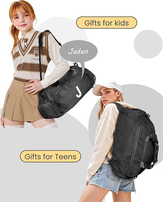 4 Year Old Boy Birthday Gifts, Initial Gym Bags with Shoe Compartment, Dance Bag for Girls, Monogram Kid Overnight Bags, Travel Duffle Tote-Perfect for Sport Gymnastics Cheer (Letter V)