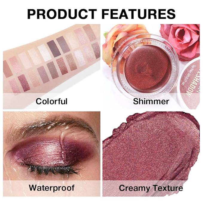 Kaely Single Cream Eyeshadow Pot, Orchid Shimmer Eye Shadow for Older Women High Pigmented Waterproof, Natural Eyeshadow Palette Makeup Brightener, sombras en crema para ojos, Blendable, 26