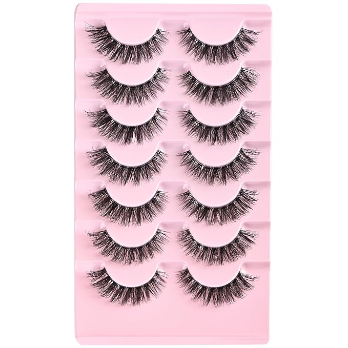FARRED Cat Eye Lashes Natural Eyelashes Short Wispy Lash Strips Volume False Eyelash Cateye Medium Length Fake Lashes Natural Looking Hybrid Clusters Full Strip Lashes (A1 | 8-14MM)