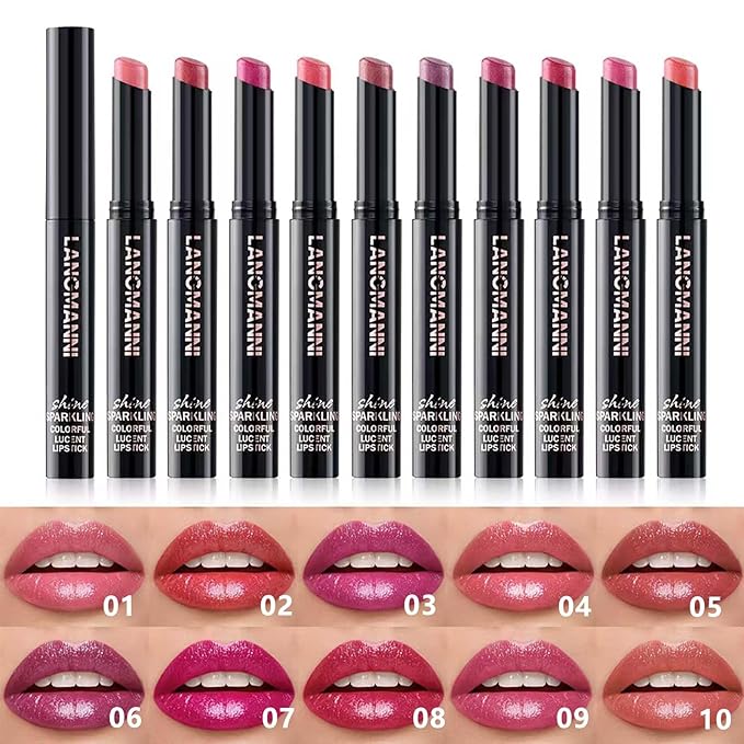 Romantic Red Lipstick For Women Matte Nude Glitter Shimmer Metallic Highly Pigmented Moisturizing Lip stick Hypoallergenic Waterproof Long Lasting Lipsticks Quick Makeup Lightweight Portable 04 #