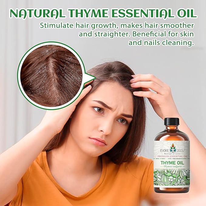 EVOKE OCCU Thyme Essential Oil for Diffuser, Massage, Candle and Soap Making - 4 FL Oz