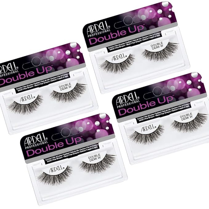 Ardell Double Up False Eyelashes – Double Demi Wispies Strip Lashes, Wispy Dramatic Look, Reusable Fake Lashes for Women, 4 Pairs