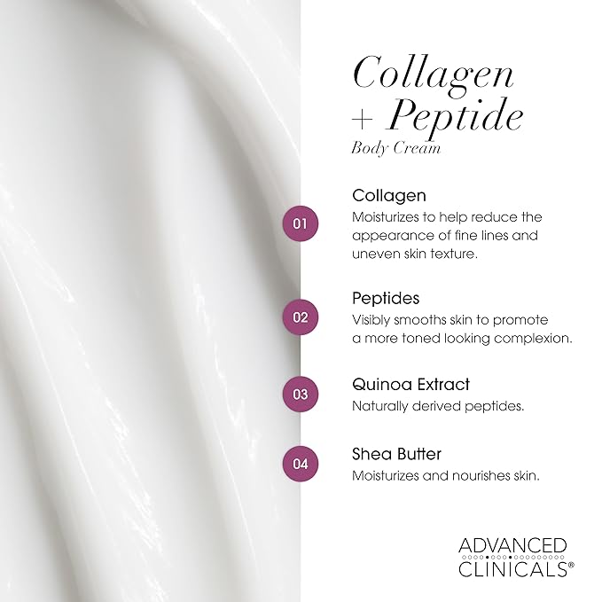 Advanced Clinicals Collagen Peptides Firming Body Lotion Face Cream + Collagen Body Oil Moisturizer 2PC Skin Care Set For Women & Men | Skin Tightening Dry Skin Moisturizing Cream & Massage Oil, 2PC