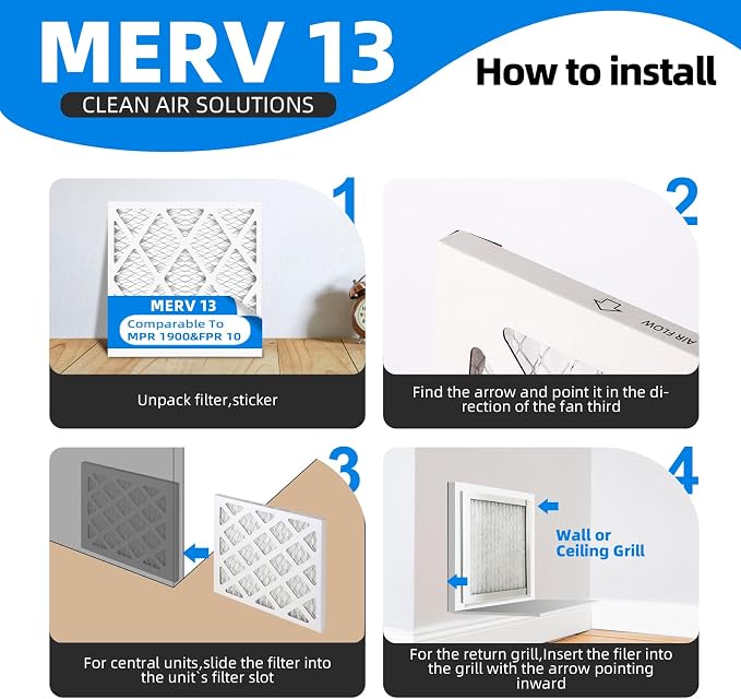21x21x1 Air Filter, MPR 1900 & FPR 10, MERV 13 Pleated Air Filter - Image 4