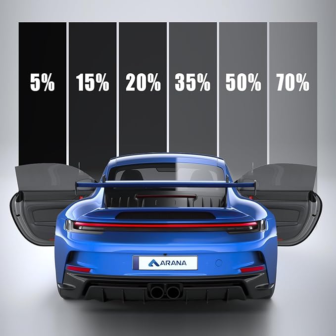 ARANA Nano Ceramic Car Window Tint Film 5% Percent - 20" x100FT Heat & UV Blocking, Privacy Anti-Glare, Scratch & Explosion Proof Tinted Film Limo Black for Cars & Trucks