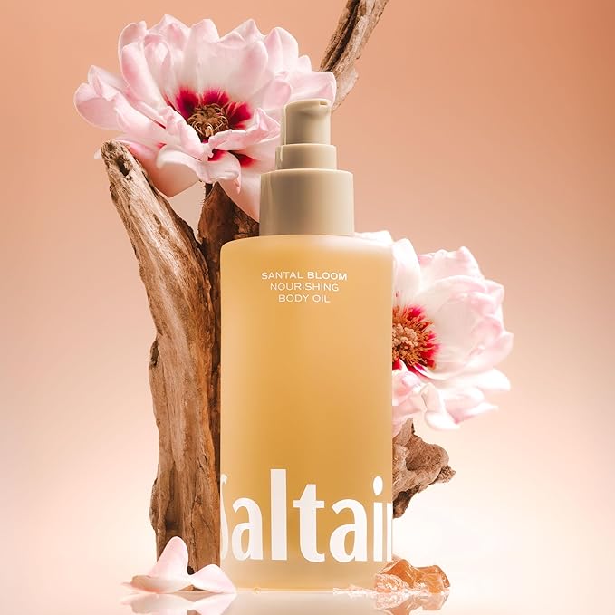 Saltair Body Oil. Luxurious Santal Bloom After Shower and Bath Oil Moisturizer for Women and Men. Botanical, Non-Greasy, and Well-Absorbing Lotion for Hydrating Dry Skin. 4oz Pump Bottle