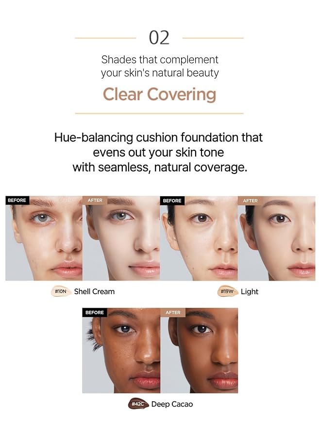 JUNG SAEM MOOL Essential Skin Nuder Cushion 23N Honey 0.49 Fl Oz, No Refill, Natural Radiant Finish Cushion Foundation with Buildable Coverage, Lightweight Texture, Korean Foundation Makeup