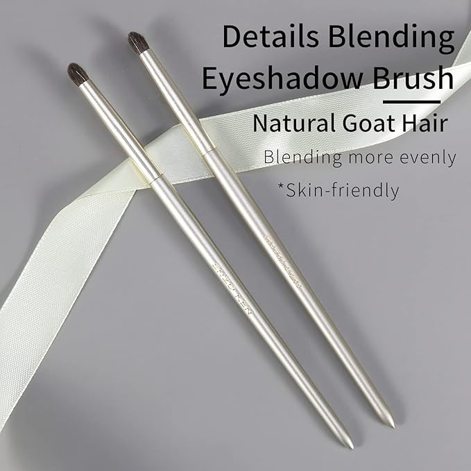 Natural Pony Hair Eye Shadow Brush, ENZO KEN Small Detail Eyeshadow Brush, Detailing Eye Shadow Brush, Mini Eye Smudge Brush, Corner Eyeshadow Brush, Eye Brushes, Eyeshadow Blending Brush. Gold, E204S