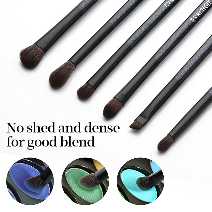 Eye Makeup Brush Set, 6 Pcs Professional Blending Eyeshadow Makeup Brushes for Concealer Eyebrows Eyeliner, Soft Hairs & Wood Handle…… (black 6pcs)