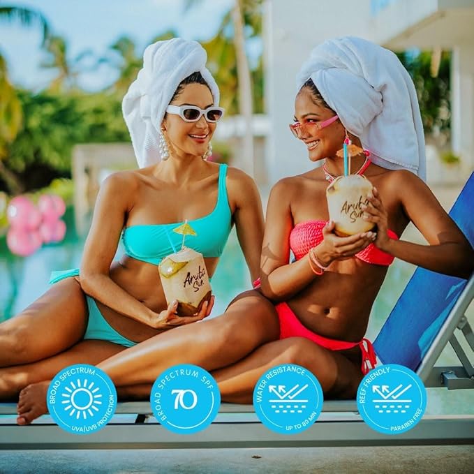 SPF 70 Sunscreen Lotion 16oz 2-Pack - Reef Act Compliant no 67 Octinoxate & Oxybenzone Free - Sun Screen Broad Spectrum UVA/UVB - Sunscreen Waterproof and Non-Greasy